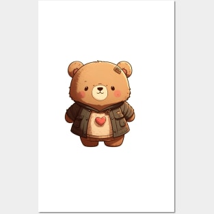 Cute Bear Cartoon Adventurer Adorable Kawaii Animal Posters and Art